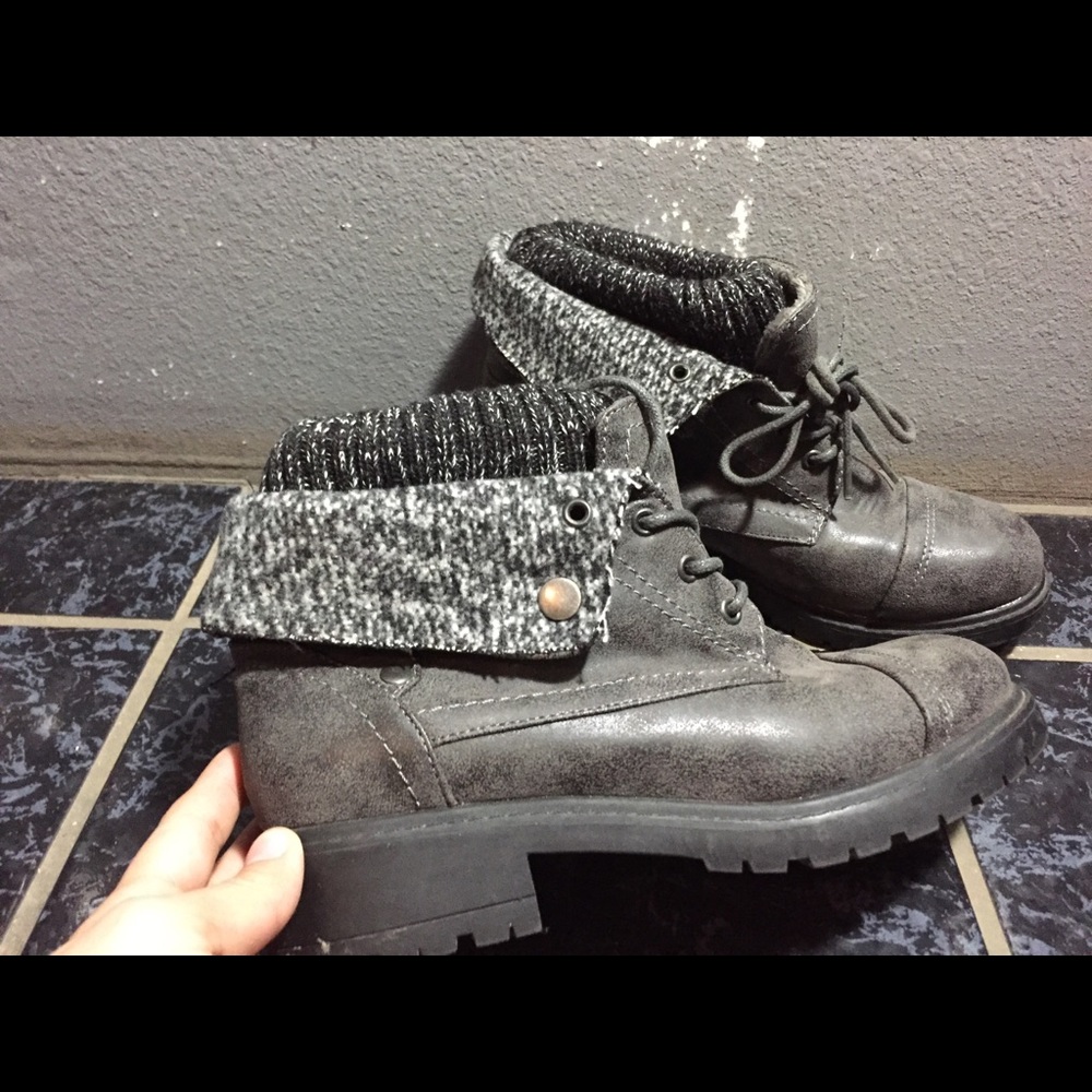 Grey winter boots hiking boots